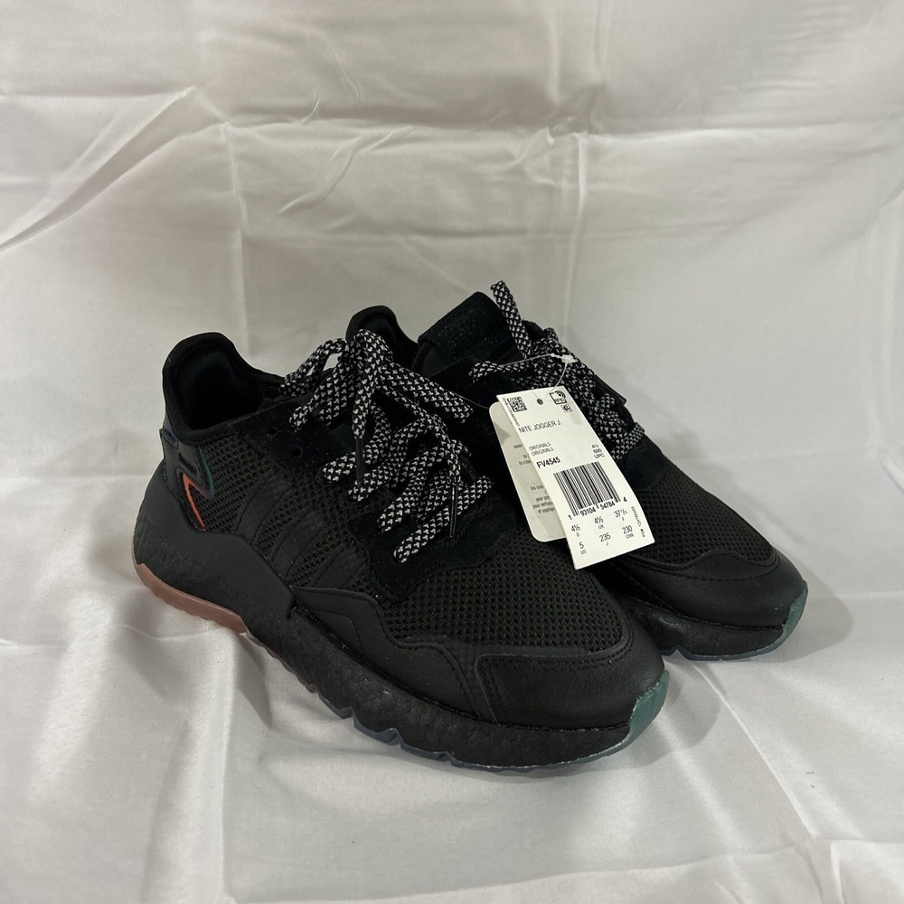 Adidas Nite Jogger J Core Black Multi Kids Youth Casual Shoes Y5 / Women's 6.5